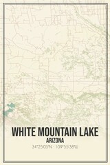 Retro US city map of White Mountain Lake, Arizona. Vintage street map.