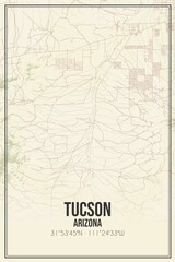 Obraz premium Retro US city map of Tucson, Arizona. Vintage street map.