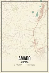 Retro US city map of Amado, Arizona. Vintage street map.