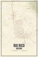 Retro US city map of Rio Rico, Arizona. Vintage street map.