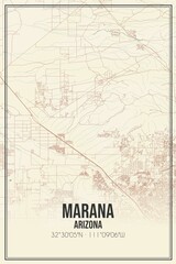 Retro US city map of Marana, Arizona. Vintage street map.