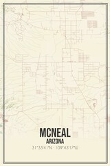 Fototapeta na wymiar Retro US city map of McNeal, Arizona. Vintage street map.