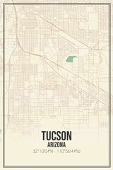 Obraz premium Retro US city map of Tucson, Arizona. Vintage street map.