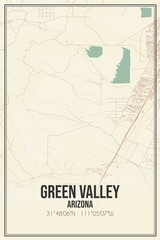 Retro US city map of Green Valley, Arizona. Vintage street map.