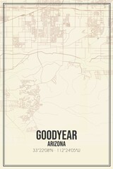 Fototapeta na wymiar Retro US city map of Goodyear, Arizona. Vintage street map.