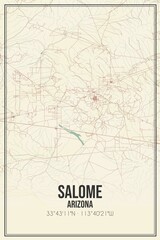 Retro US city map of Salome, Arizona. Vintage street map.
