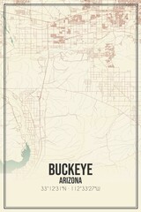 Obraz premium Retro US city map of Buckeye, Arizona. Vintage street map.