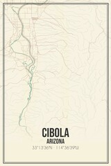 Retro US city map of Cibola, Arizona. Vintage street map.