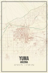 Fototapeta na wymiar Retro US city map of Yuma, Arizona. Vintage street map.