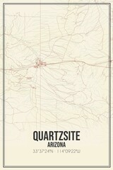 Retro US city map of Quartzsite, Arizona. Vintage street map.