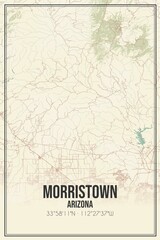 Retro US city map of Morristown, Arizona. Vintage street map.