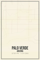 Retro US city map of Palo Verde, Arizona. Vintage street map.