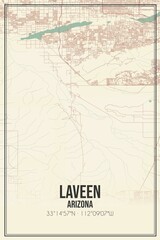 Retro US city map of Laveen, Arizona. Vintage street map.