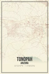 Retro US city map of Tonopah, Arizona. Vintage street map.