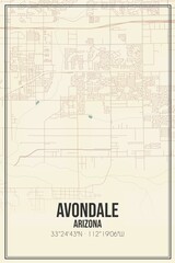 Retro US city map of Avondale, Arizona. Vintage street map.