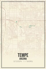 Retro US city map of Tempe, Arizona. Vintage street map.