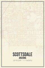 Retro US city map of Scottsdale, Arizona. Vintage street map.