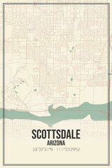 Retro US city map of Scottsdale, Arizona. Vintage street map.