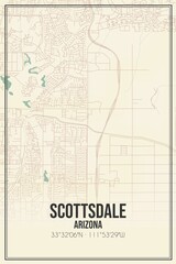 Retro US city map of Scottsdale, Arizona. Vintage street map.