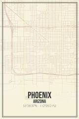 Retro US city map of Phoenix, Arizona. Vintage street map.