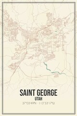 Retro US city map of Saint George, Utah. Vintage street map.