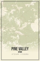 Retro US city map of Pine Valley, Utah. Vintage street map.