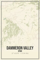 Retro US city map of Dammeron Valley, Utah. Vintage street map.