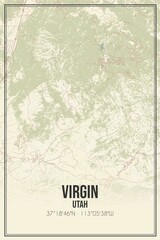 Retro US city map of Virgin, Utah. Vintage street map.
