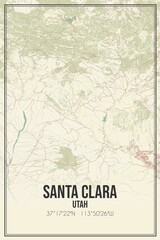 Retro US city map of Santa Clara, Utah. Vintage street map.
