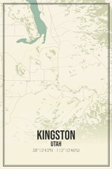 Retro US city map of Kingston, Utah. Vintage street map.
