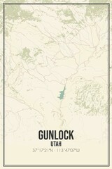 Retro US city map of Gunlock, Utah. Vintage street map.