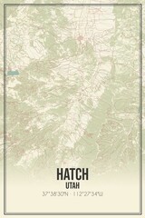 Retro US city map of Hatch, Utah. Vintage street map.