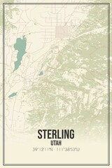 Retro US city map of Sterling, Utah. Vintage street map.