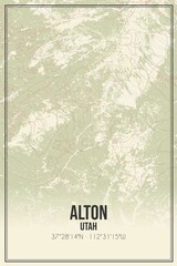 Retro US city map of Alton, Utah. Vintage street map.