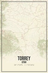 Fototapeta premium Retro US city map of Torrey, Utah. Vintage street map.