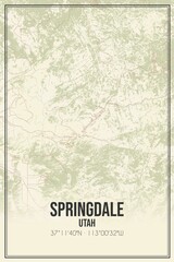 Retro US city map of Springdale, Utah. Vintage street map.