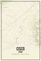 Retro US city map of Cisco, Utah. Vintage street map.