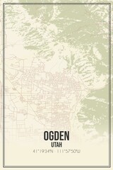Fototapeta premium Retro US city map of Ogden, Utah. Vintage street map.