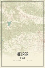 Retro US city map of Helper, Utah. Vintage street map.