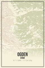 Retro US city map of Ogden, Utah. Vintage street map.