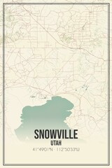 Retro US city map of Snowville, Utah. Vintage street map.