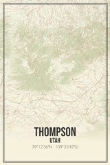 Retro US city map of Thompson, Utah. Vintage street map.