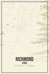 Retro US city map of Richmond, Utah. Vintage street map.
