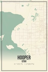 Retro US city map of Hooper, Utah. Vintage street map.