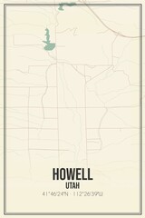 Retro US city map of Howell, Utah. Vintage street map.