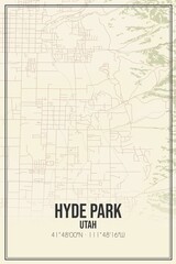 Retro US city map of Hyde Park, Utah. Vintage street map.