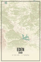 Retro US city map of Eden, Utah. Vintage street map.