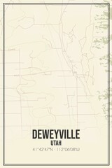 Fototapeta premium Retro US city map of Deweyville, Utah. Vintage street map.