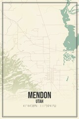 Retro US city map of Mendon, Utah. Vintage street map.