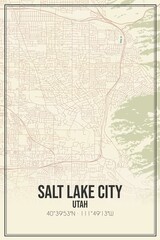 Retro US city map of Salt Lake City, Utah. Vintage street map.